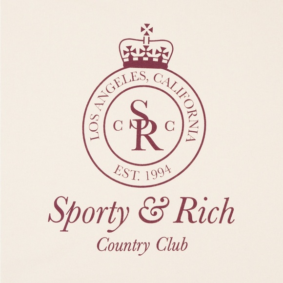 Sporty & Rich Wellness Club Flocked Sweatpants | (XS - Cream/Merlot) NEW - Picture 8 of 8